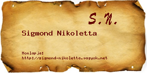 Sigmond Nikoletta névjegykártya